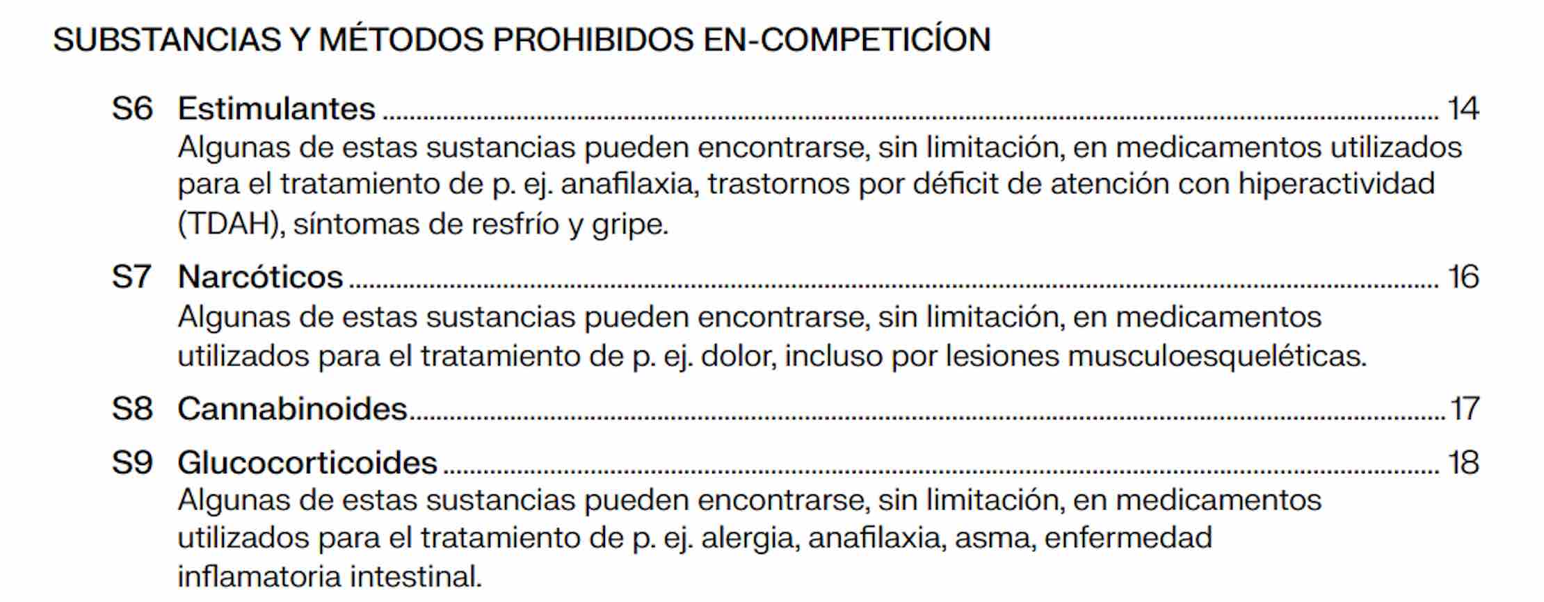 Sustancias y métodos prohibidos en competición