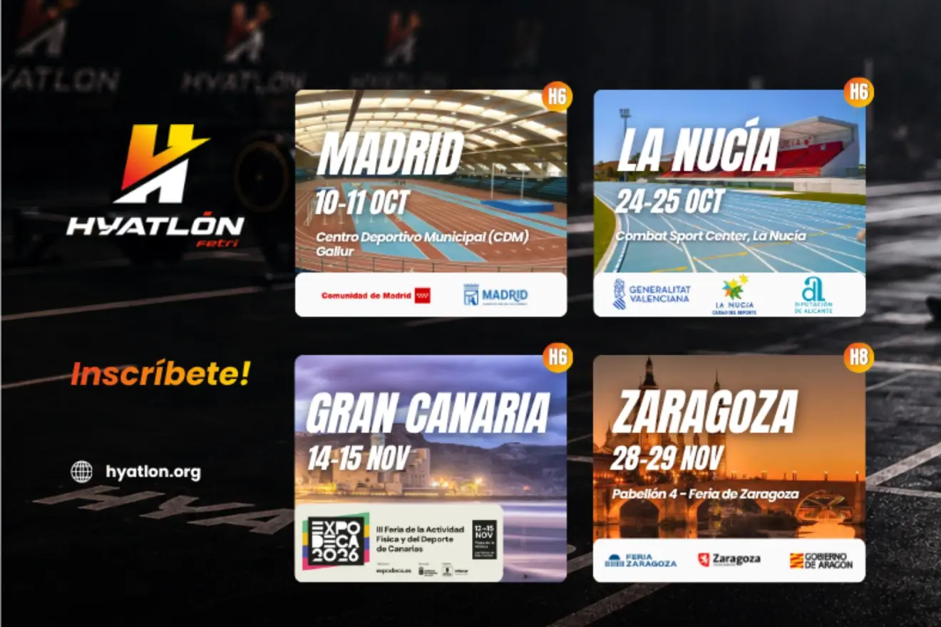 Cartel del Hyatlón Ambar Tour 2026: Madrid, La Nucía, Gran Canaria y Zaragoza
